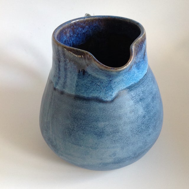 Vintage Artisan Blue Pottery Pitcher Chairish