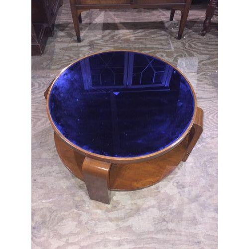 Mid-Century Modern Blue Glass Coffee Table | Chairish