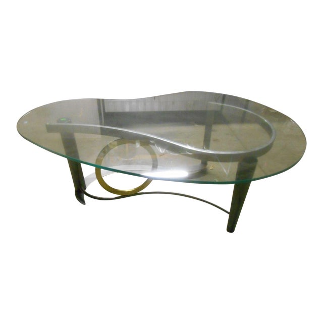 Vintage Kidney Glass Top Coffee Table