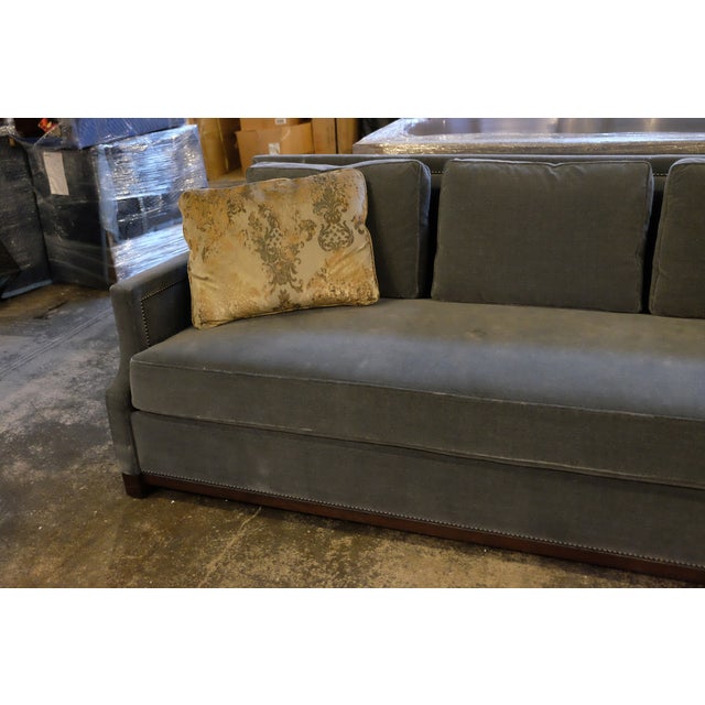 Custom Blue-Gray Velvet Sofa | Chairish