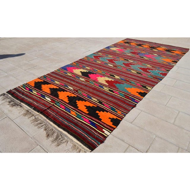 Turkish Kilim Hand Woven Wool Rug 6′3″ × 14′ Chairish