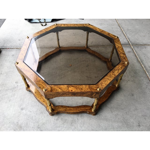 Vintage Wood & Beveled Glass Octagon Coffee Table Chairish