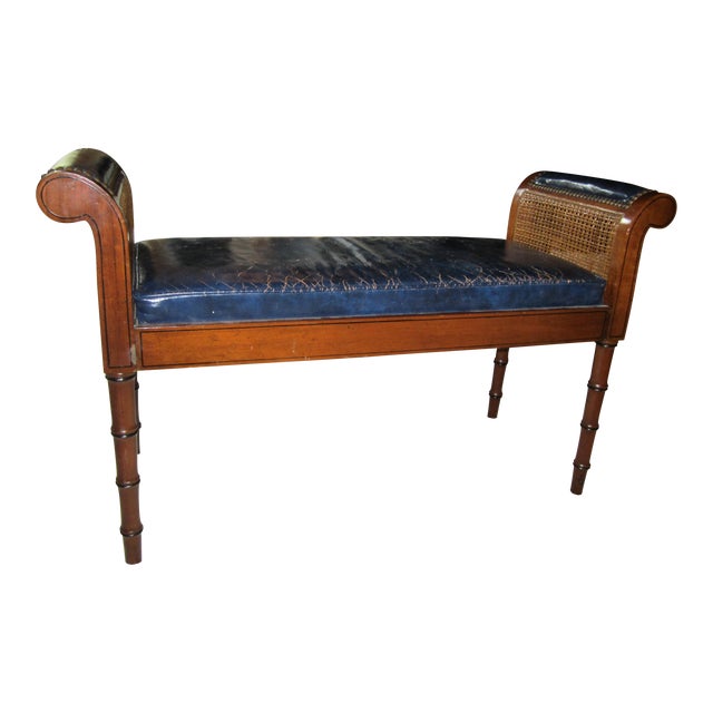 Traditional Style Navy Blue Leather Bench Chairish