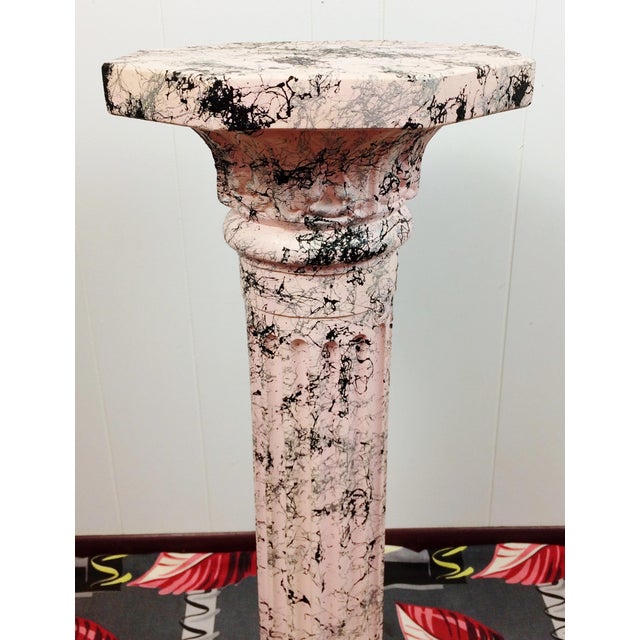 Vintage Pink Black Plaster Roman Column Pedestal Plant ...