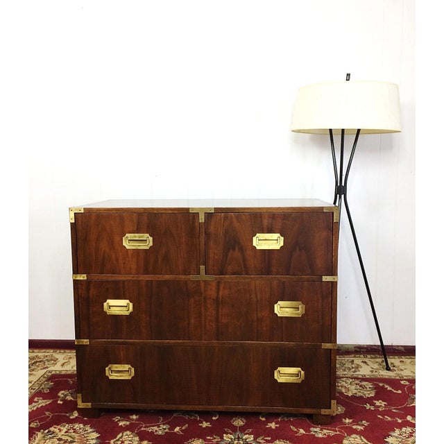 Baker Furniture Mid Century Campaign Style Dresser | Chairish
