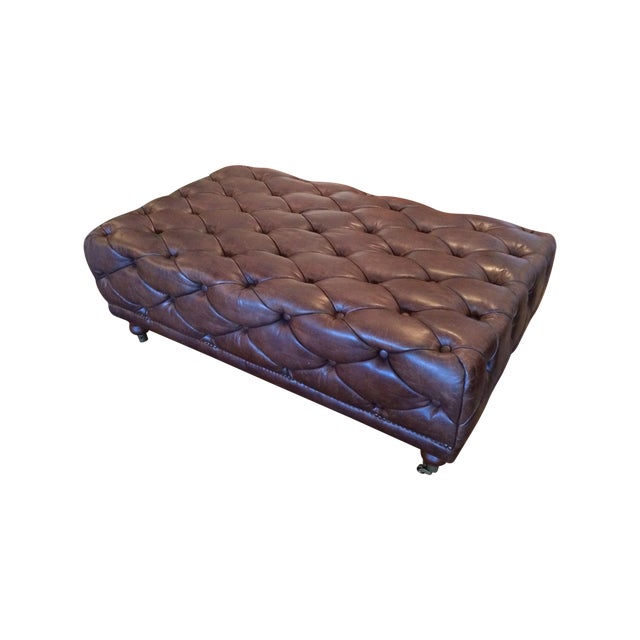Brown Tufted Leather Rectangular Ottoman Chairish