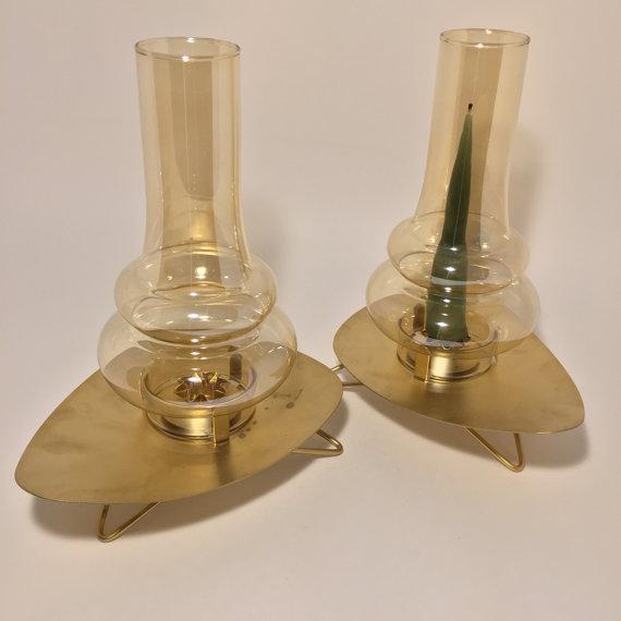 MidCentury Glass Chimney Candle Holders A Pair Chairish