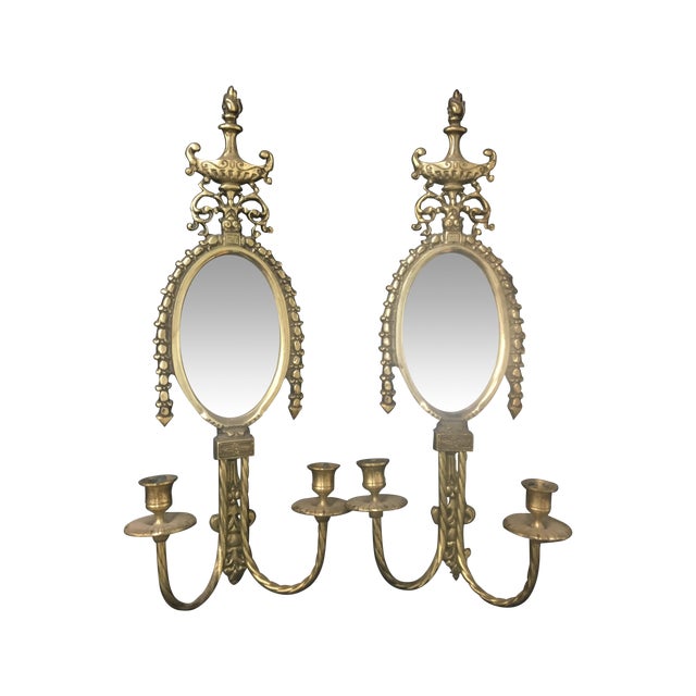 Brass Wall Sconces With Mirrors - Two Chairish