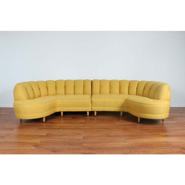Vintage Tufted Yellow Sectional Sofa Chairish