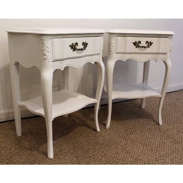 French Country White Chalk Painted Nightstands a Pair Chairish