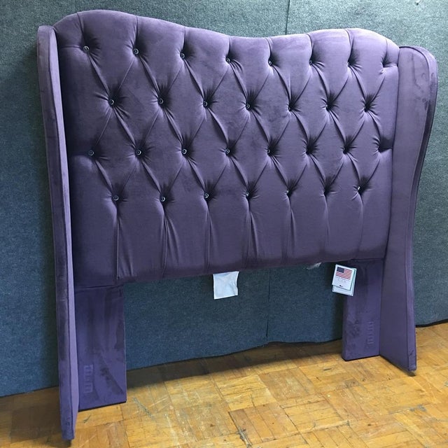 Furniture of America Velvet Purple Tufted Queen Headboard Chairish