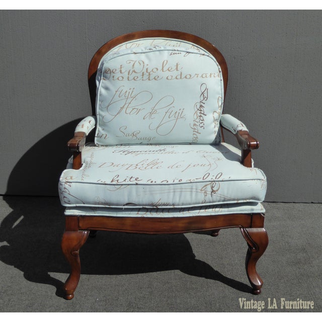 French Country Style Solid Wood Light Blue Bergere Chair Chairish