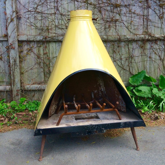 Yellow Enamel Mid-Century Modern Fire Pit | Chairish