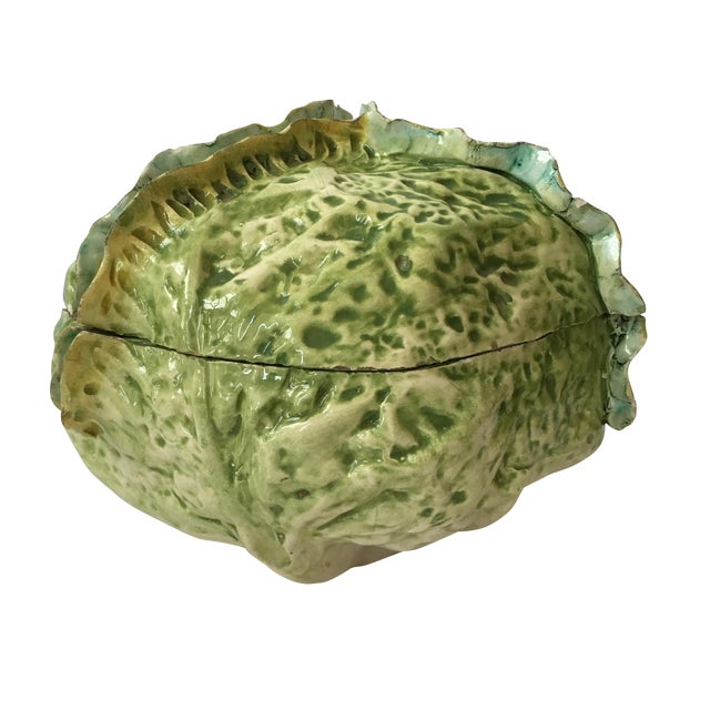 Italian Majolica Green Cabbage Tureen Chairish