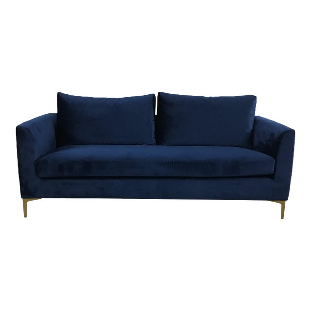 Modern Royal Velvet Navy Blue Sofa Chairish