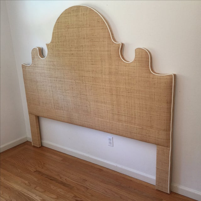 Raffia CalKing Headboard with White Piping Chairish