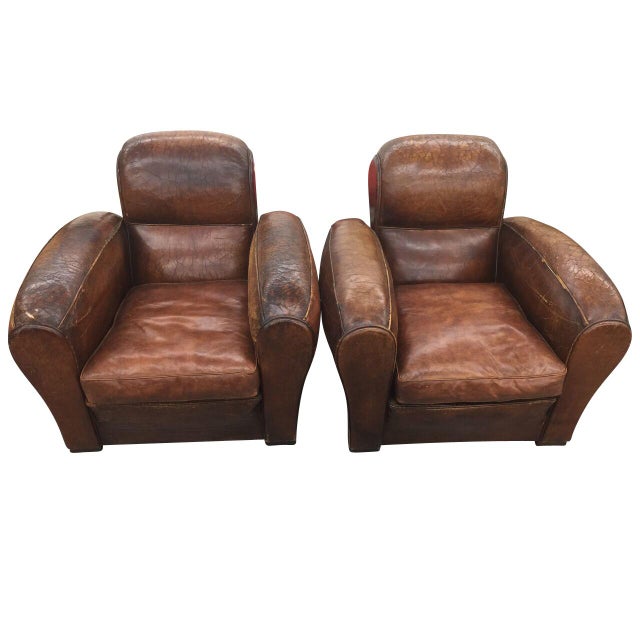 Vintage Leather Cigar Club Chairs A Pair Chairish