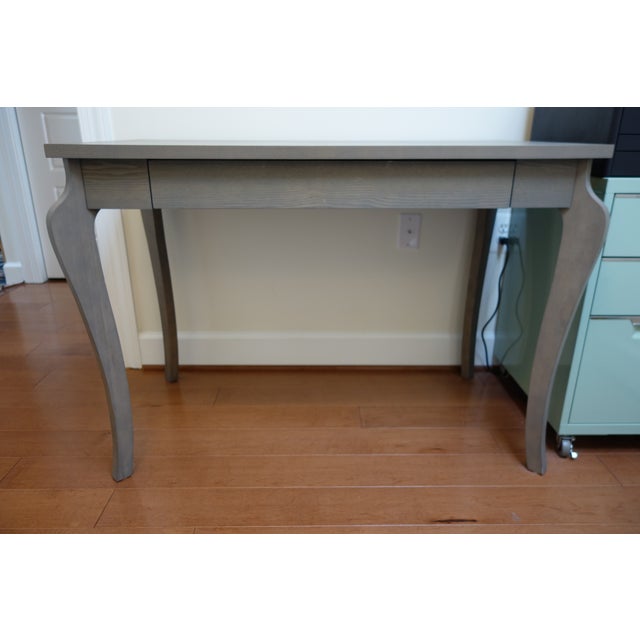 West Elm Gray Wood Desk | Chairish Toky is a grey wood desk with convenient drawers.