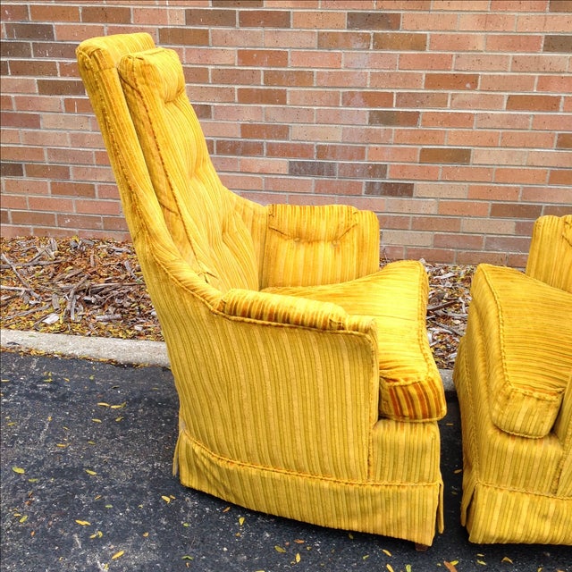 Yellow Velvet Lounge Chairs A Pair Chairish
